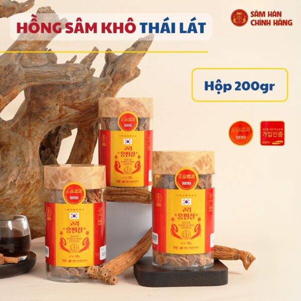 Hồng sâm HQ thái lát (200g dạng lọ) – Daedong