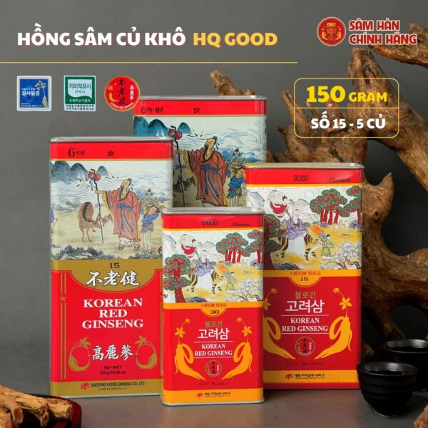 Hồng sâm củ khô HQ Good 150g – số 15 (5 củ) – Daedong