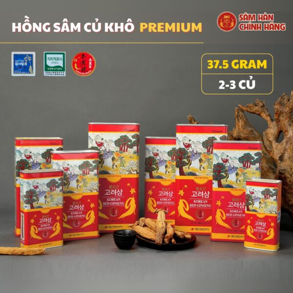 Hồng sâm củ khô HQ Premium 37,5g (2-3 củ) – Daedong