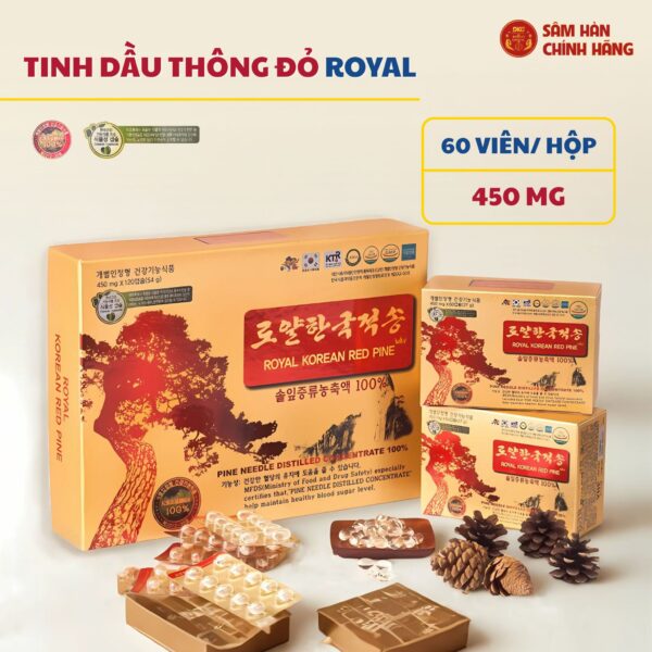 Royal Korean Red Pine – Thông đỏ hoàng gia Hàn Quốc 60v*450mg (Hộp nhỏ)